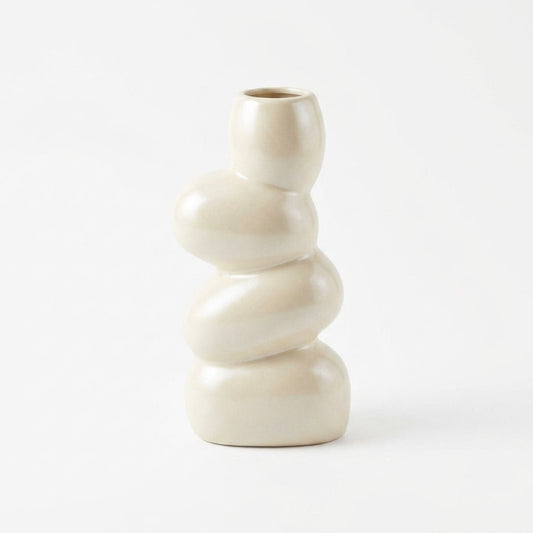 Natural Stone - Style Ceramic Vase (Grey) For Home Decor - GegoCraft
