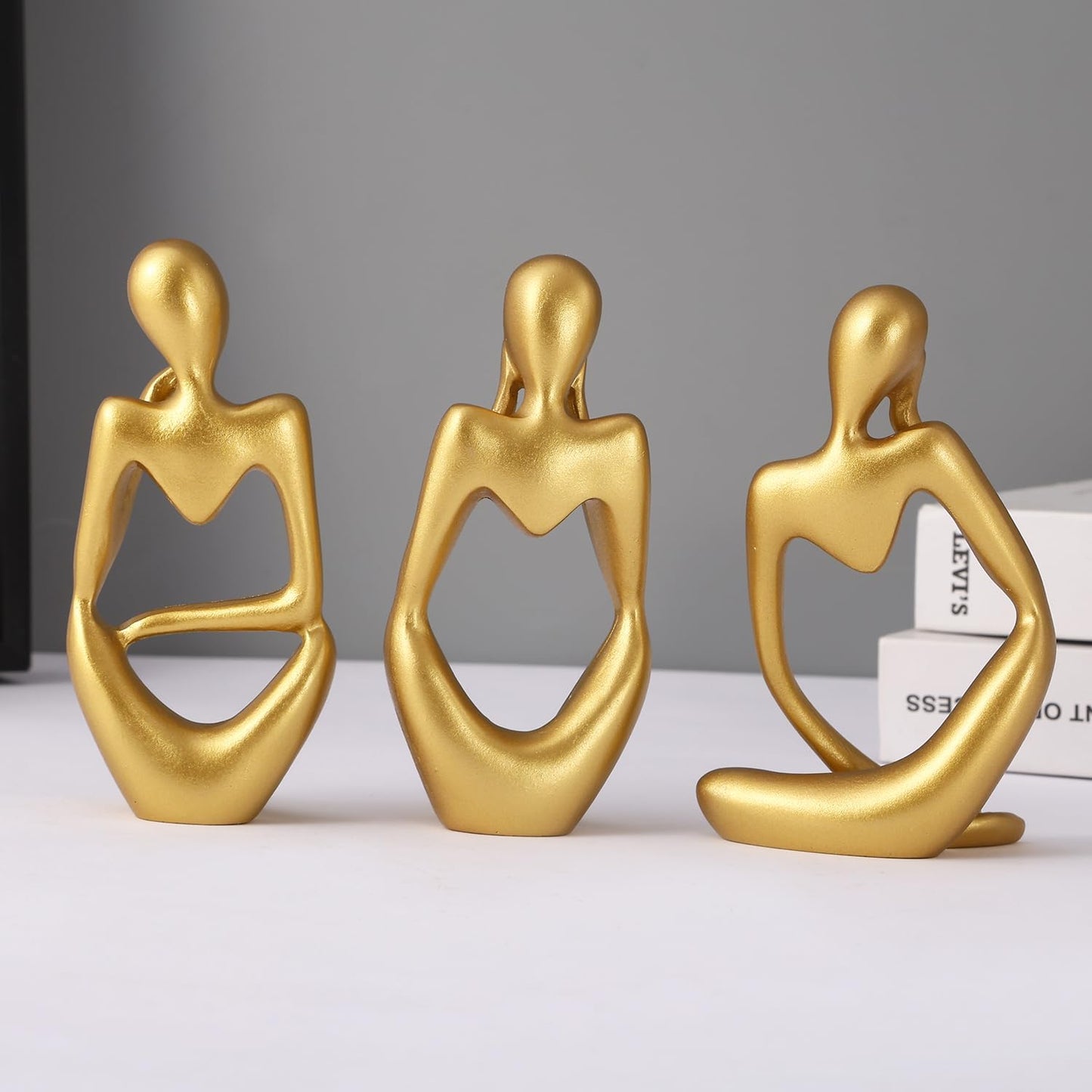 Set of 3 Abstract Thinker Man Statues - GegoCraft