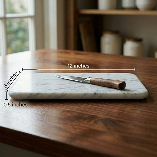 White Marble Cutting Board 12x8 Inch for Kitchen, Cheese, Fruits & Serving - GegoCraft