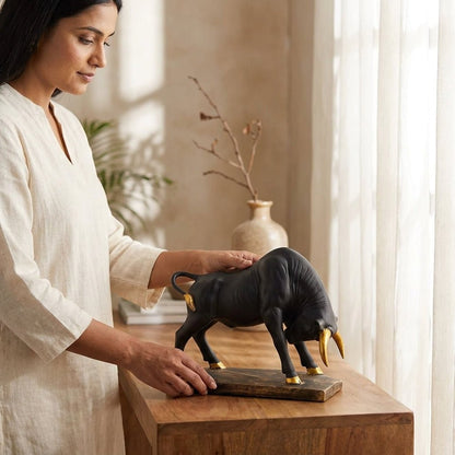 Charging Bull Power Statue – Modern Success Figurine for Office & Home - GegoCraft