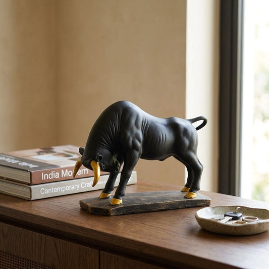 Charging Bull Power Statue – Modern Success Figurine for Office & Home - GegoCraft