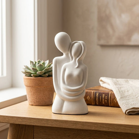 Couple Embrace Abstract Sculpture – Romantic Love Figurine for Home Decor - GegoCraft