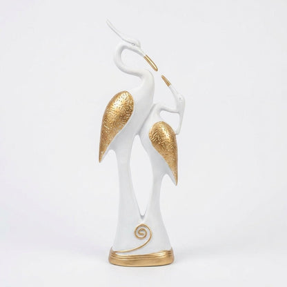 Crane Couple Showpiece for Home Decor | Black and Gold Polyresin Bird Statue for Table Shelf Wedding Gift Accent - GegoCraft