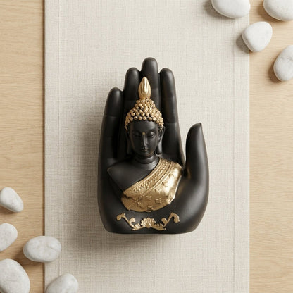Divine Blessing Buddha Figurine – Hand - Finished Black & Gold Statue - GegoCraft