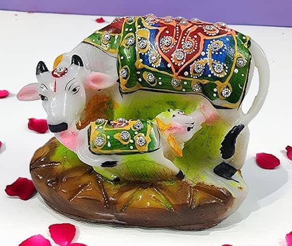 Elegant Cow & Calf Polyresin Idol – Auspicious Home & Office Decor Showpiece - GegoCraft
