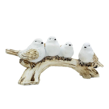 Four White Birds on Branch Resin Showpiece | Elegant Table Decor for Living Room, Shelf, or Office Display - Riserra