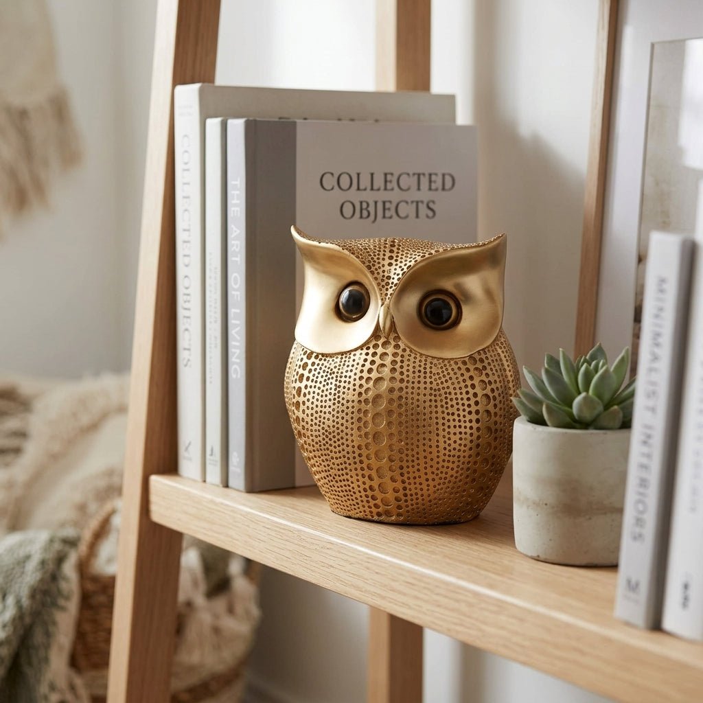 GegoCraft Beautiful Gold Owl Showpiece – Decorative Gift for Home & Office - GegoCraft