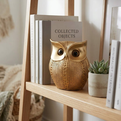 GegoCraft Beautiful Gold Owl Showpiece – Decorative Gift for Home & Office - GegoCraft