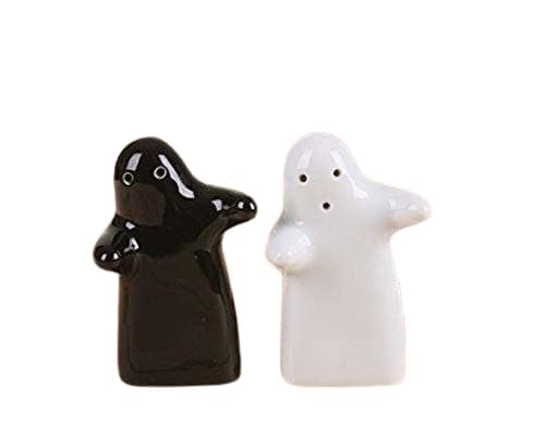 GegoCraft Ceramic Ghost Salt and Pepper Shakers – 2 Piece Set - GegoCraft