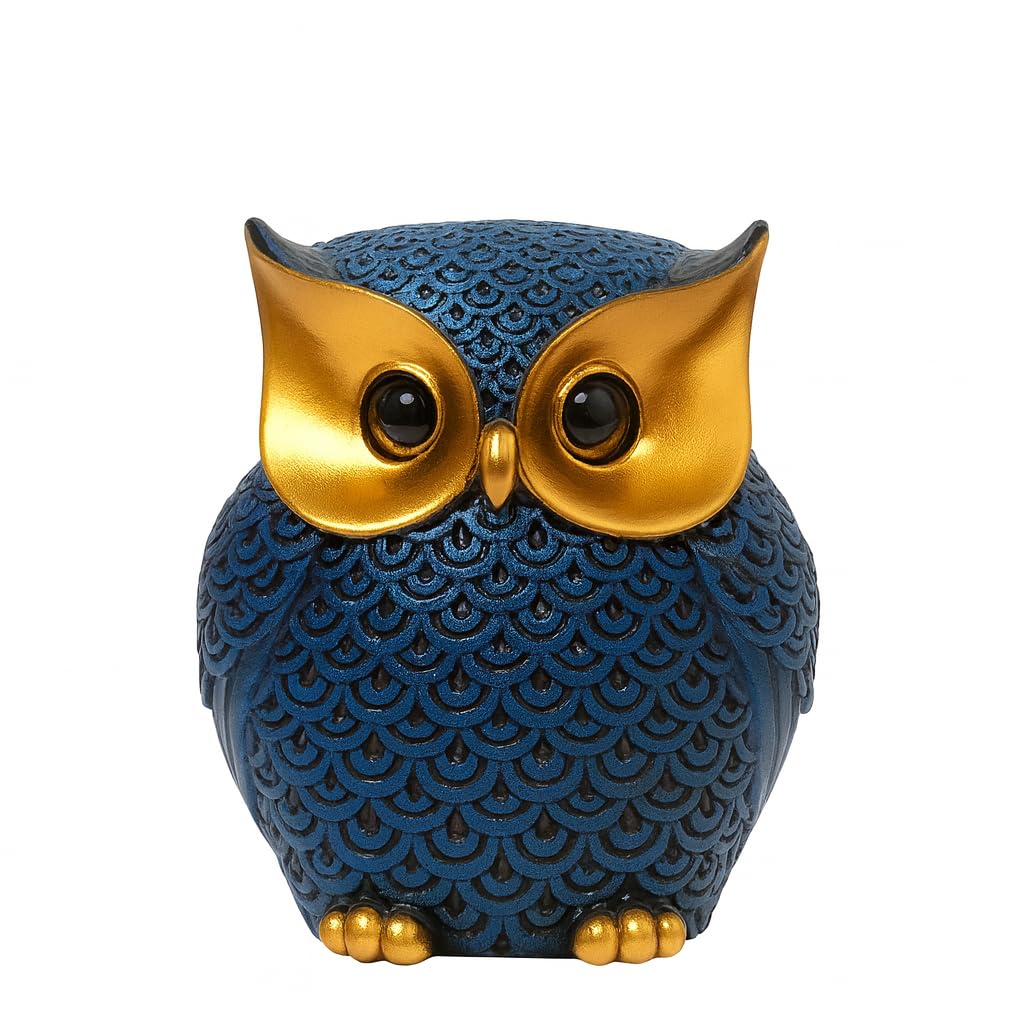 GegoCraft Decorative Blue Owl – Cute Resin Showpiece for Home - GegoCraft