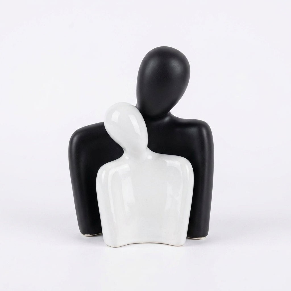 Hugging Couple Statues Ceramic Lover Figurine Characters Book Shelf Coffee Table Decor for Home (White) - GegoCraft