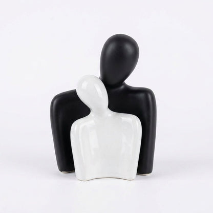 Hugging Couple Statues Ceramic Lover Figurine Characters Book Shelf Coffee Table Decor for Home (White) - GegoCraft
