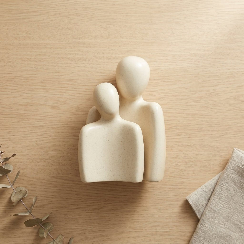 Hugging Couple Statues Ceramic Lover Figurine Characters Book Shelf Coffee Table Decor for Home (White) - GegoCraft