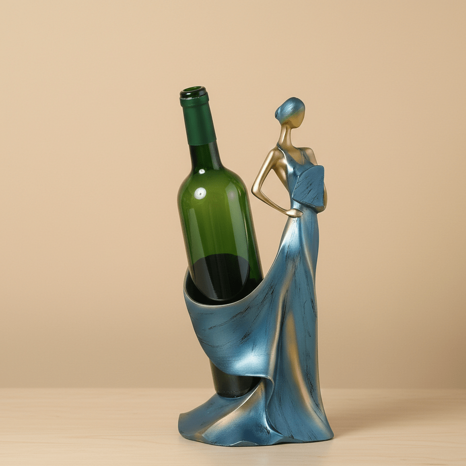 Lady Bottle Holder Showpiece for Home Bar Decor | Polyresin Wine Stand for Table Countertop Gift Display Accent - GegoCraft