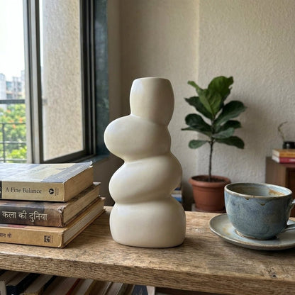 Natural Stone - Style Ceramic Vase (Grey) For Home Decor - GegoCraft