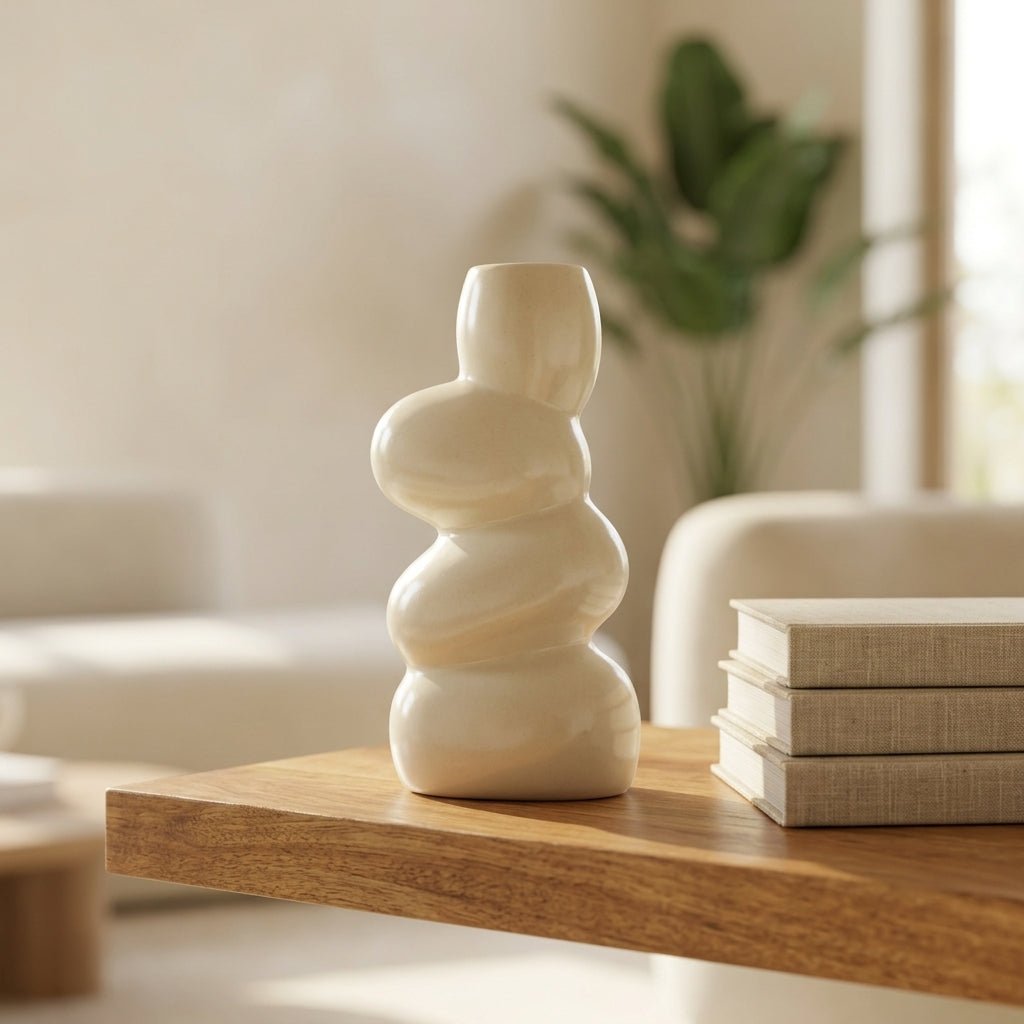 Natural Stone - Style Ceramic Vase (Grey) For Home Decor - GegoCraft