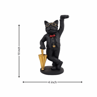 Polyresin Butler Dog Tray Statue – Quirky Bulldog Candy & Key Holder for Entryway or Table – Decorative Animal Figurine with Serving Tray – Black, Gold & Red - Riserra