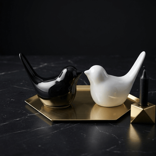 Premium Ceramic Couple Bird Salt and Pepper Shakers – Minimalist Dining Table Centerpiece (Set of 2) - GegoCraft