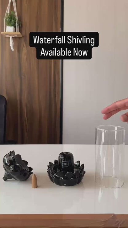 Shivling Waterfall Smoke Effect - Free 10 Incense Cones - Ceramic