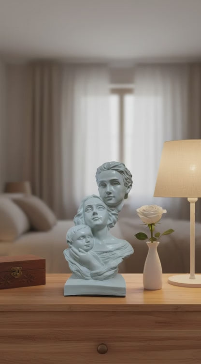 White Family Sculpture – Modern Polyresin Statue of Man, Woman, and Child – Symbolic Home Decor for Living Room, Mantel, or Gift