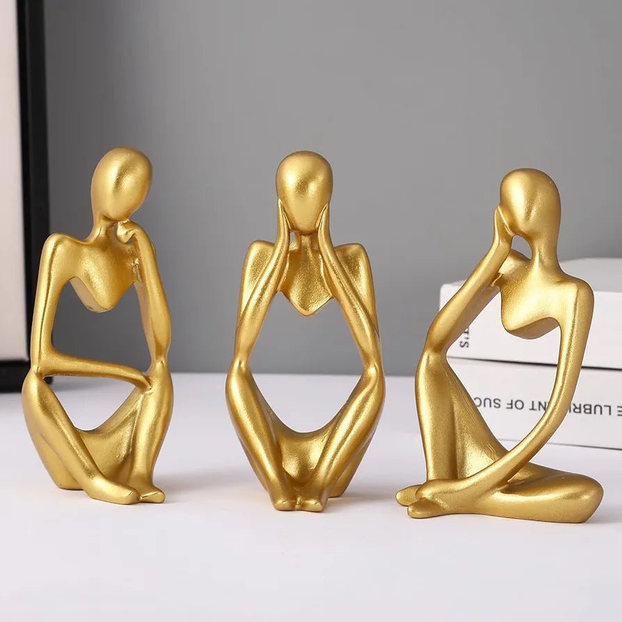 Set of 3 Abstract Thinker Man Statues - GegoCraft
