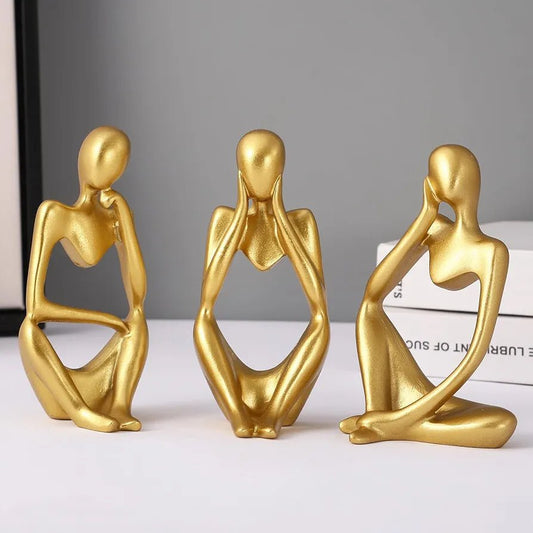 Set of 3 Abstract Thinker Man Statues - GegoCraft