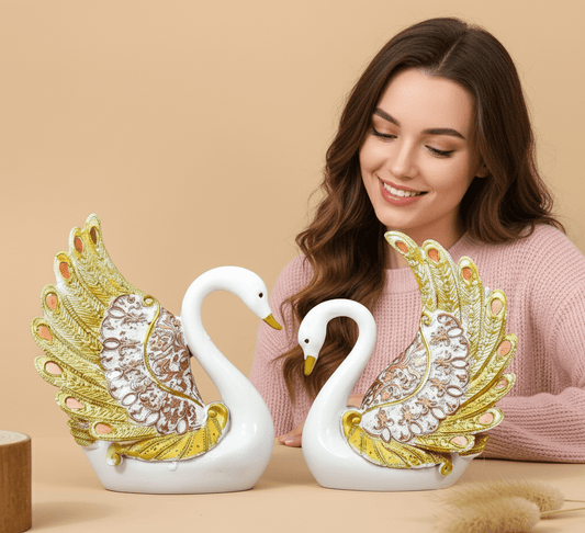 Swan Showpiece for Home Decor – Romantic Love Birds Perfect Gift for Anniversary and Marriage - Riserra