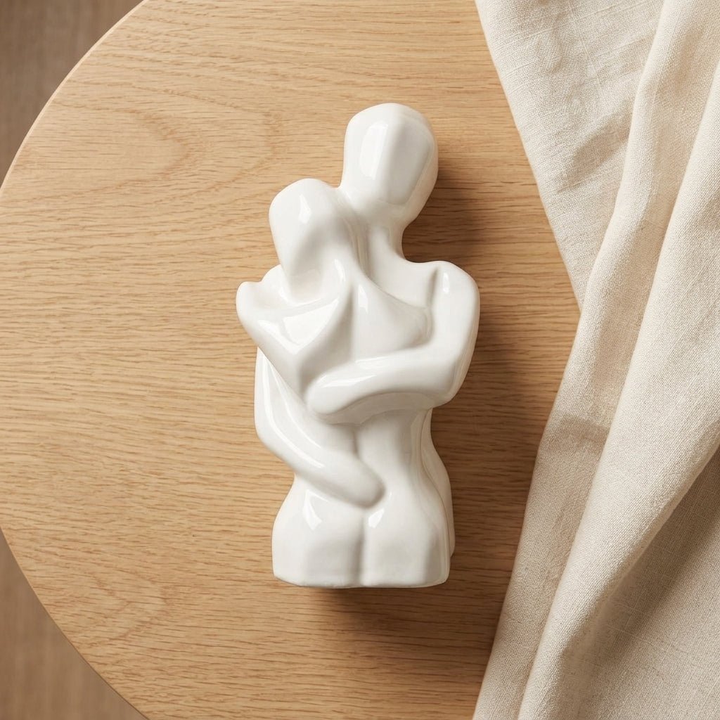 The Forever Hug – Modern Ceramic Couple Statue - GegoCraft