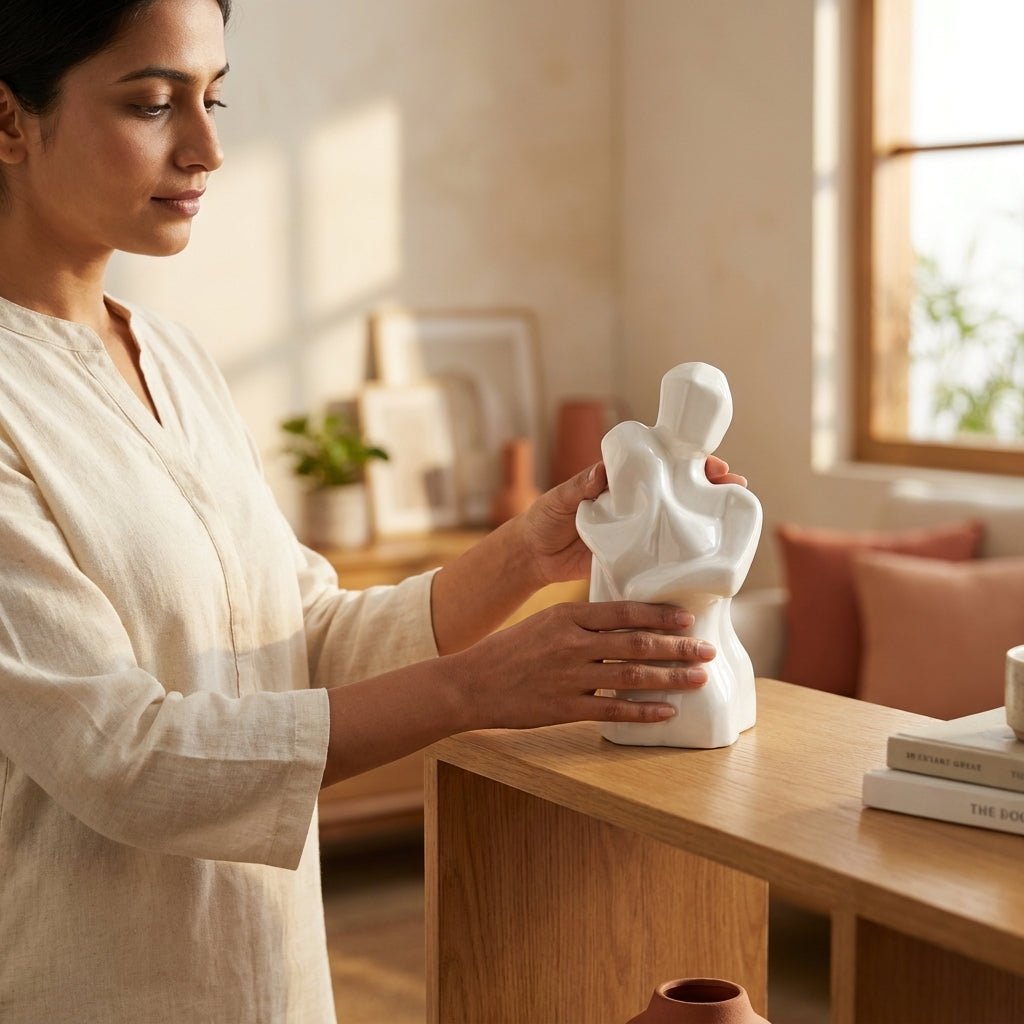 The Forever Hug – Modern Ceramic Couple Statue - GegoCraft