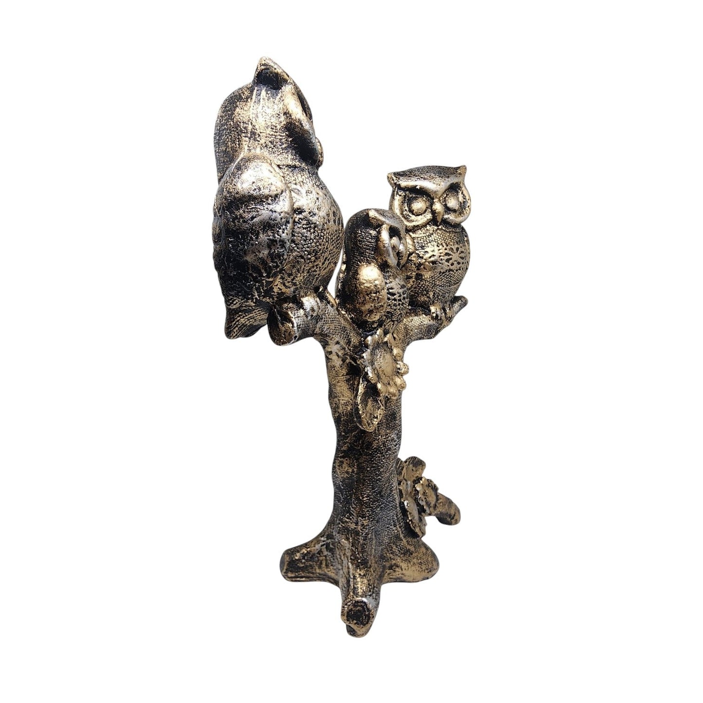 Trio Owl Sculpture on Tree Branch – Elegant Polyresin Showpiece for Home & Office Decor - GegoCraft