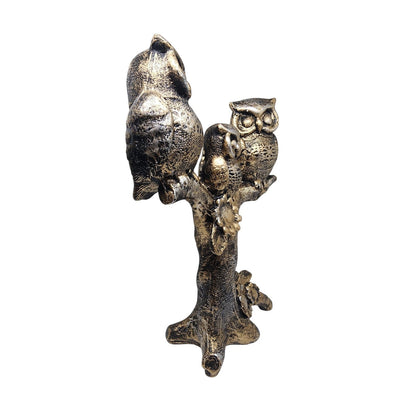 Trio Owl Sculpture on Tree Branch – Elegant Polyresin Showpiece for Home & Office Decor - GegoCraft