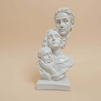 White Family Sculpture – Modern Polyresin Statue of Man, Woman, and Child – Symbolic Home Decor for Living Room, Mantel, or Gift - GegoCraft